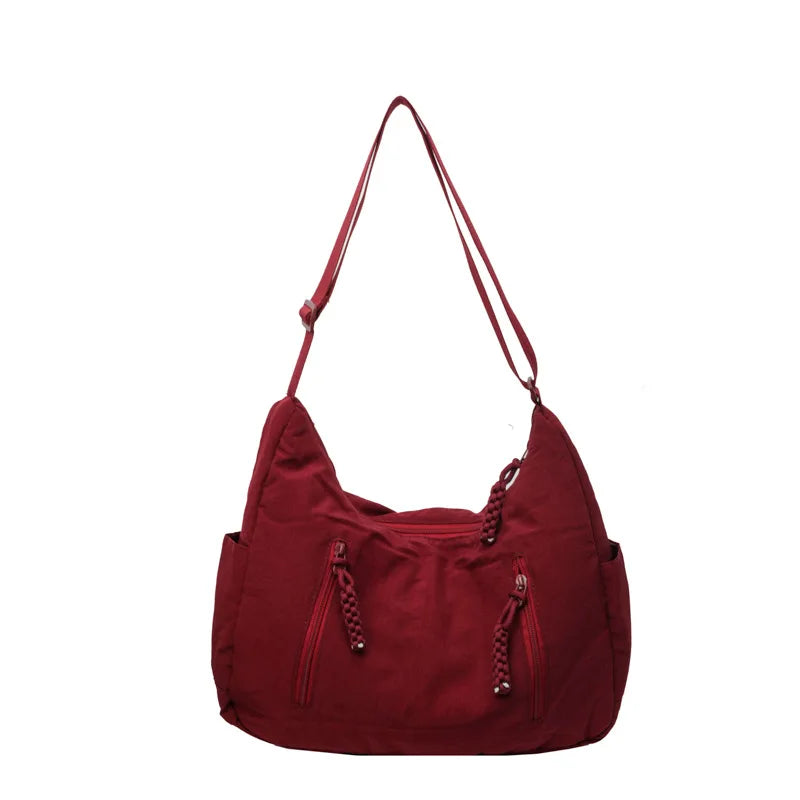 sac besace en nylon rouge pour femme