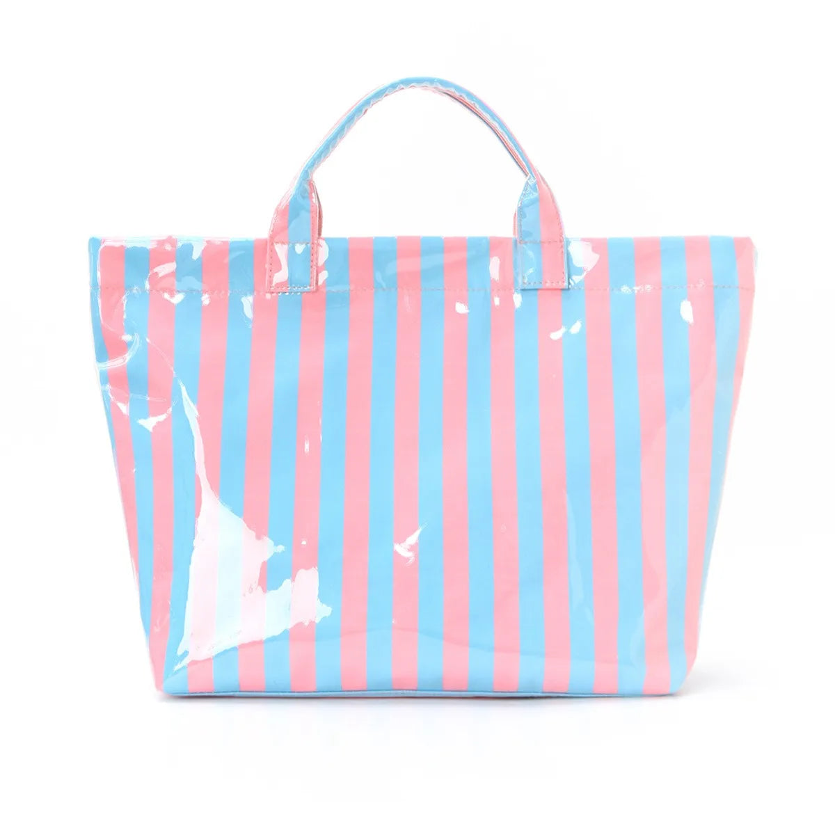 sac de plage plastique rayures bleu