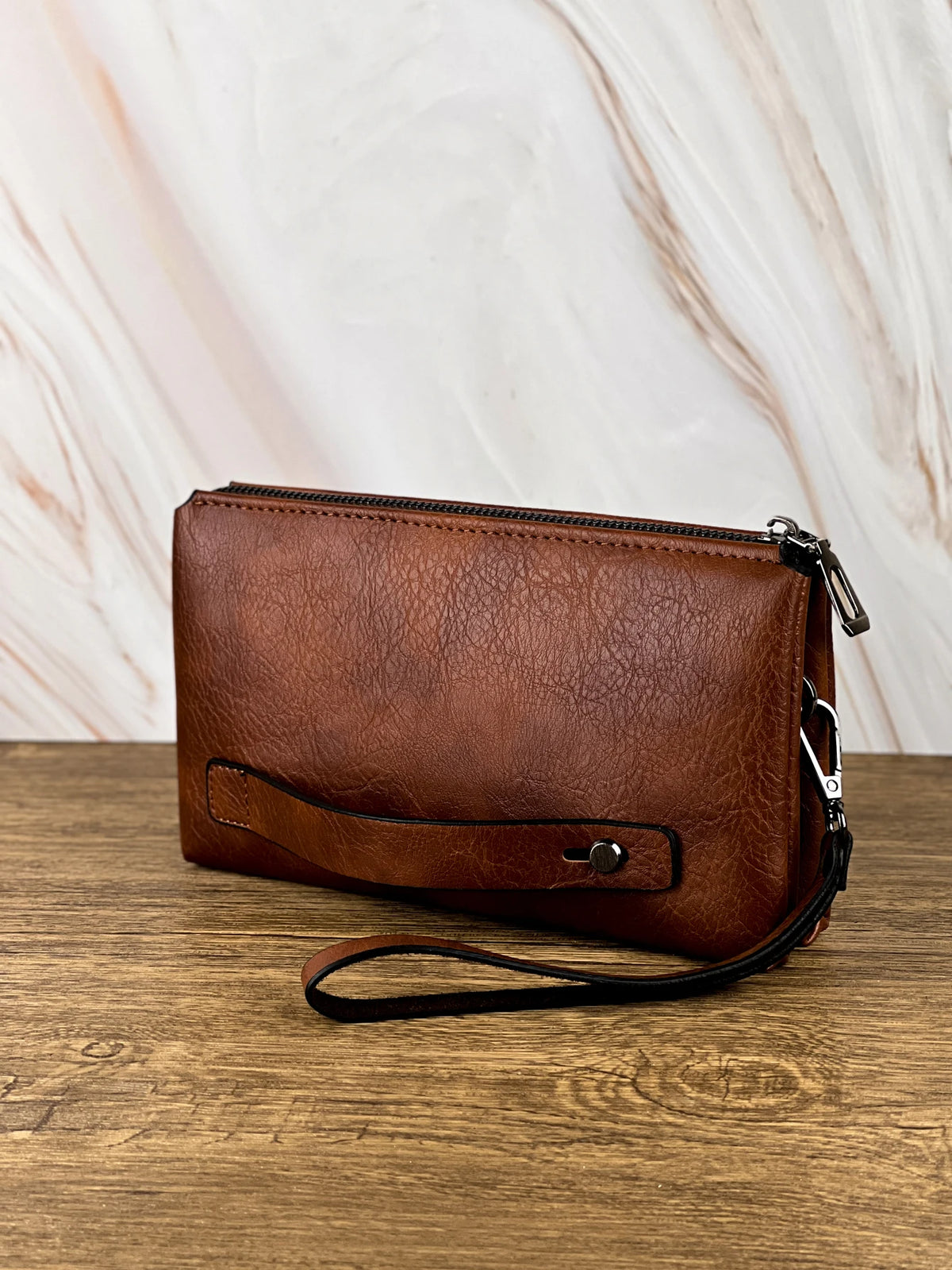 Pochette homme double zip avec deux compartiments
