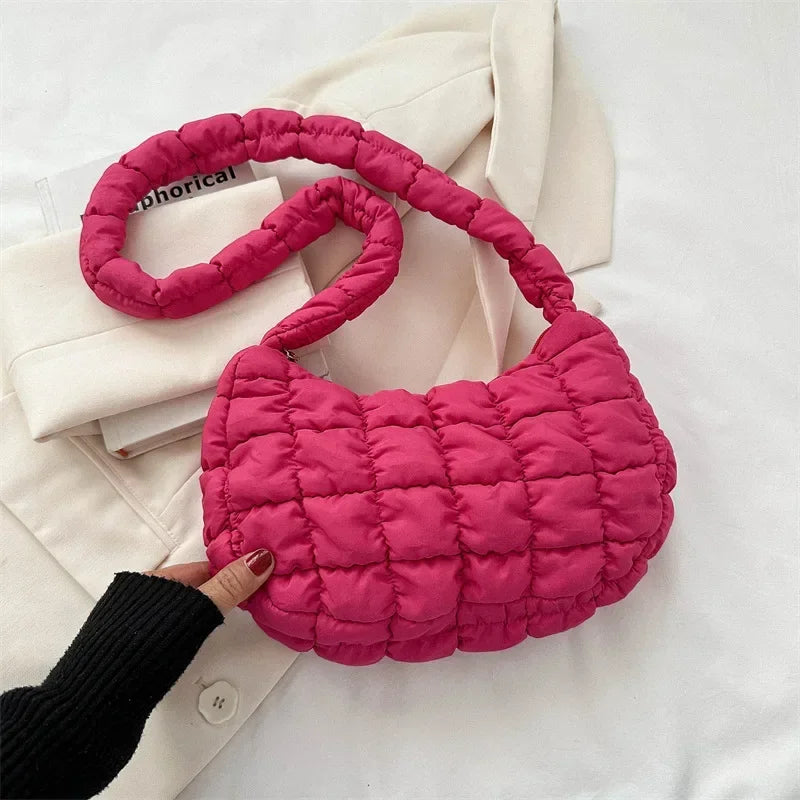 sac en tissu bandouliere matelassé fuschia