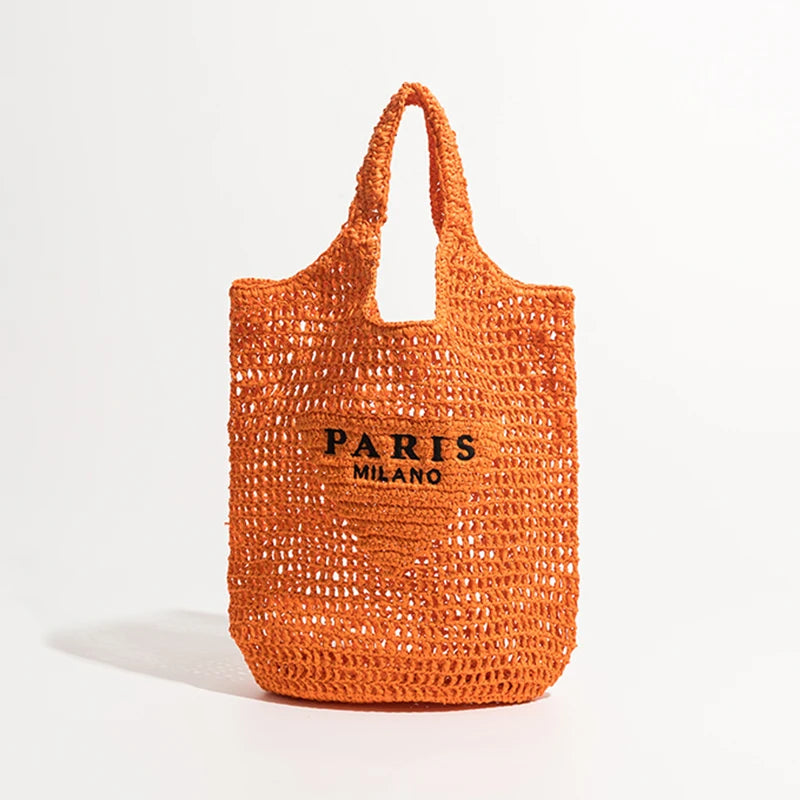 sac de plage paille orange