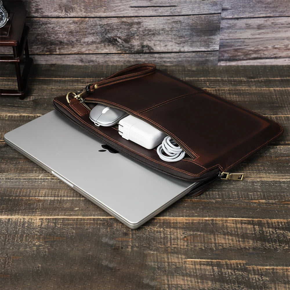 pochette en cuir pour ordinateur homme