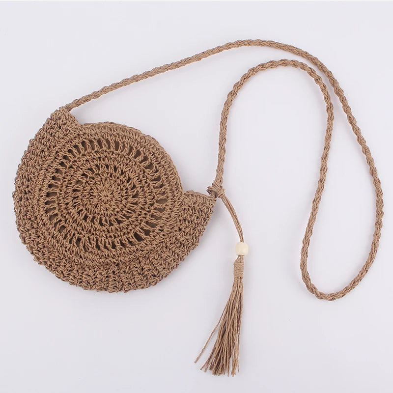 sac en paille boheme marron