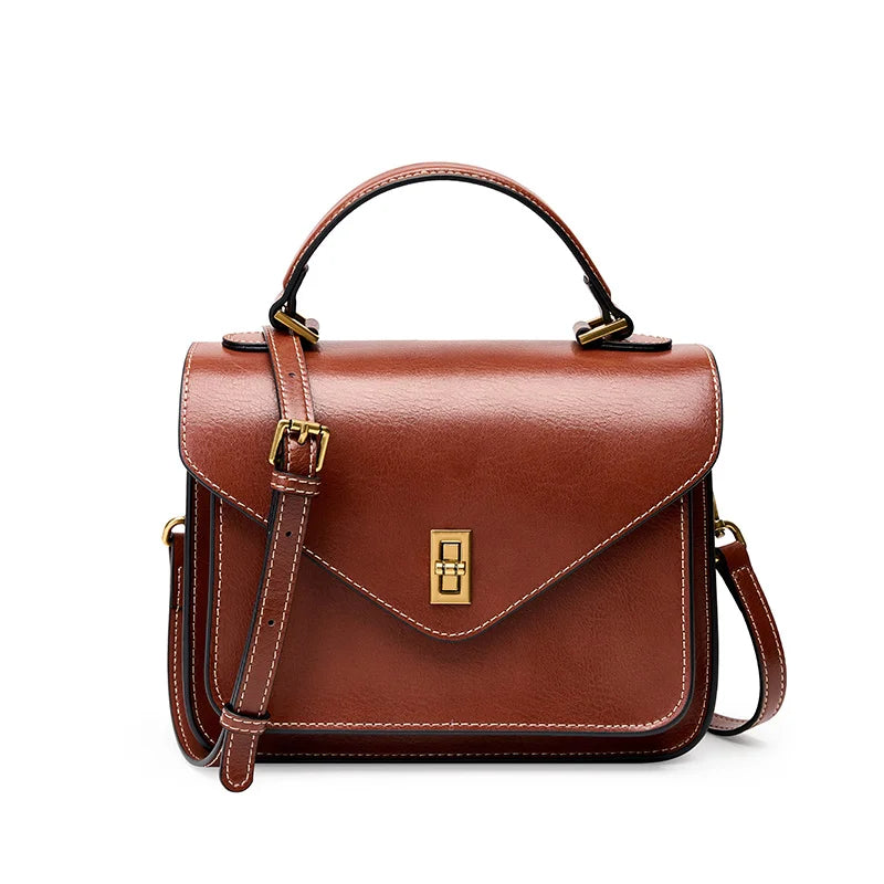 Sac A Bandoulière En Cuir Et PU - Orange Et Noir Sac A Bandoulière En Cuir Et PU - Orange Et Noir