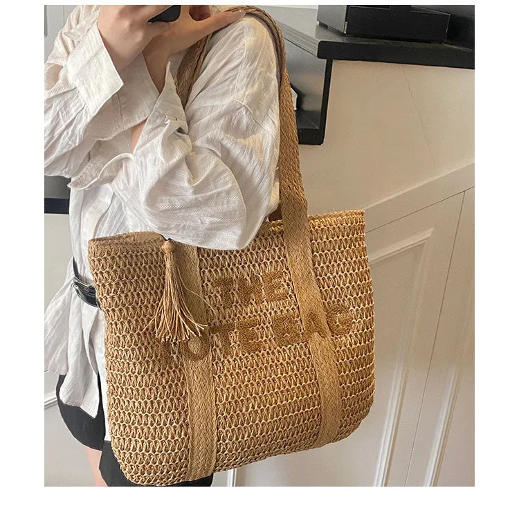 sac en paille femme beige