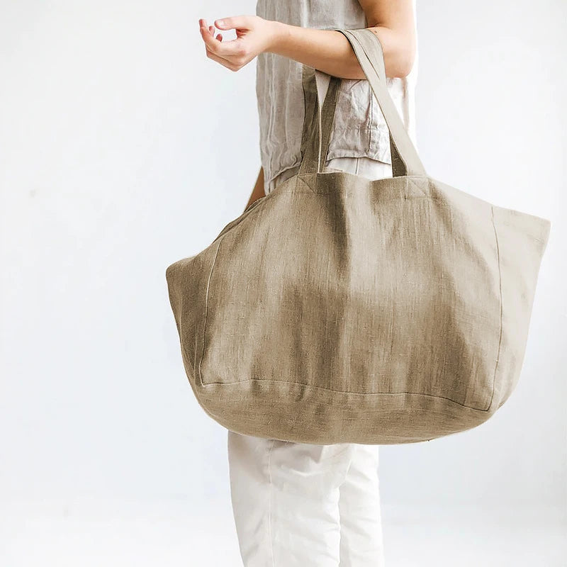 sac de plage familiale beige