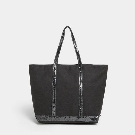 grand sac cabas avec fermeture eclair gris fonce