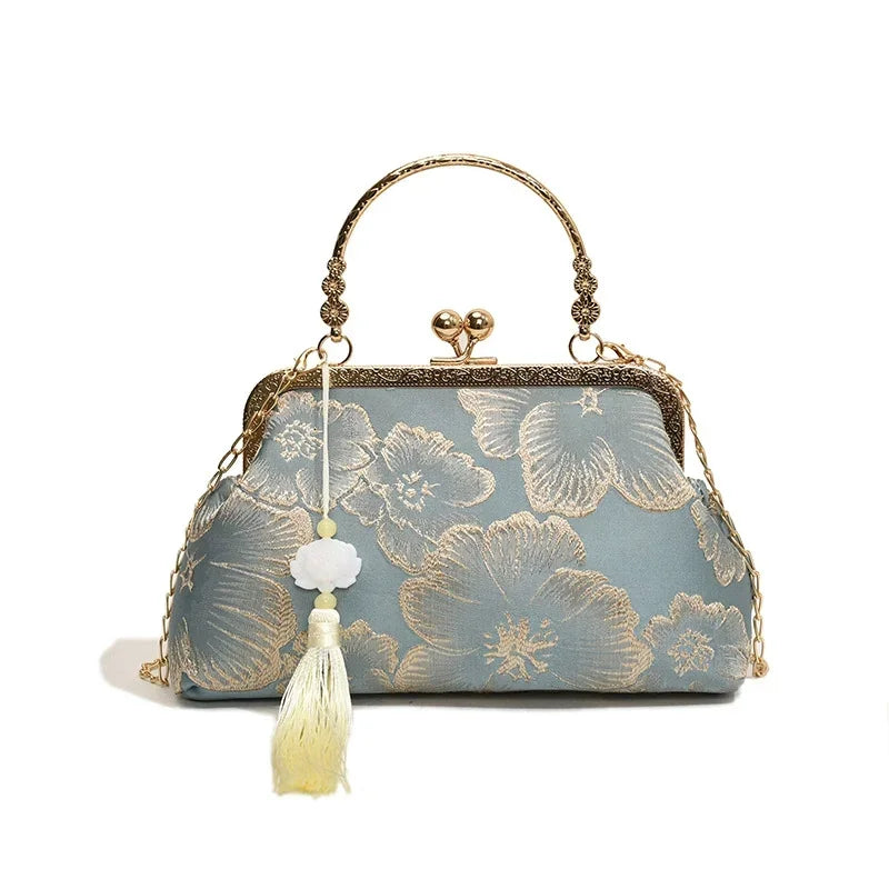minaudiere tissu bleu