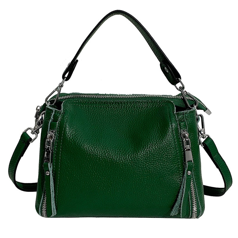 sac a main vert en cuir de vache