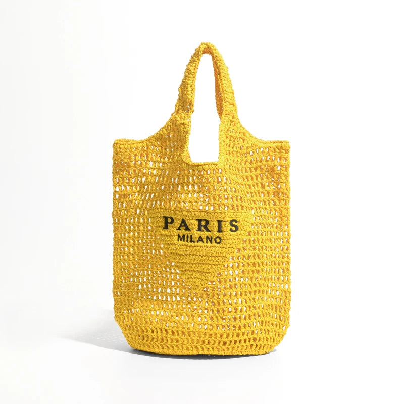 sac de plage paille jaune