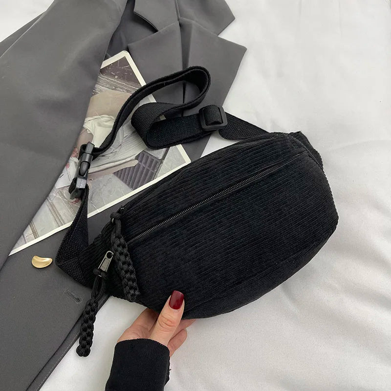 sac banane en velours cotelé noir