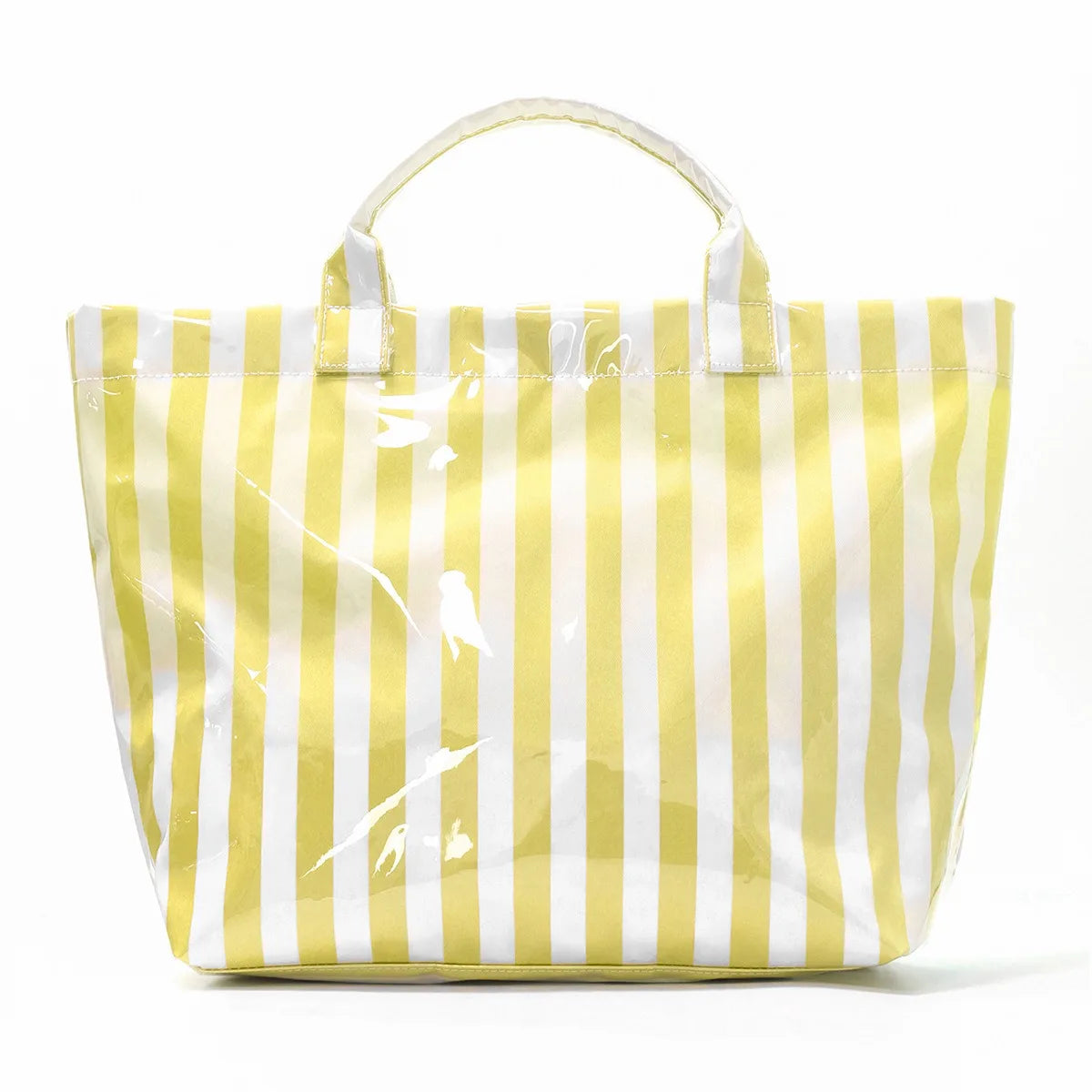 sac de plage plastique rayures jaune