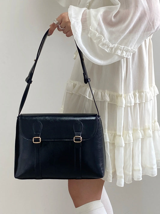 sac a main besace noir en cuir PU