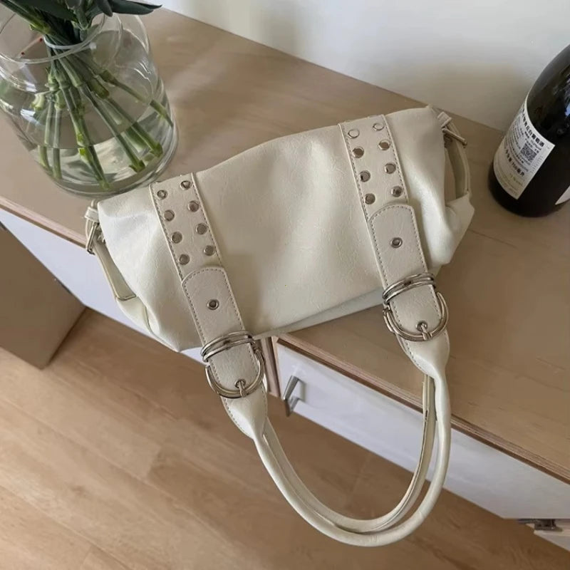 sac porte epaule blanc en similicuir