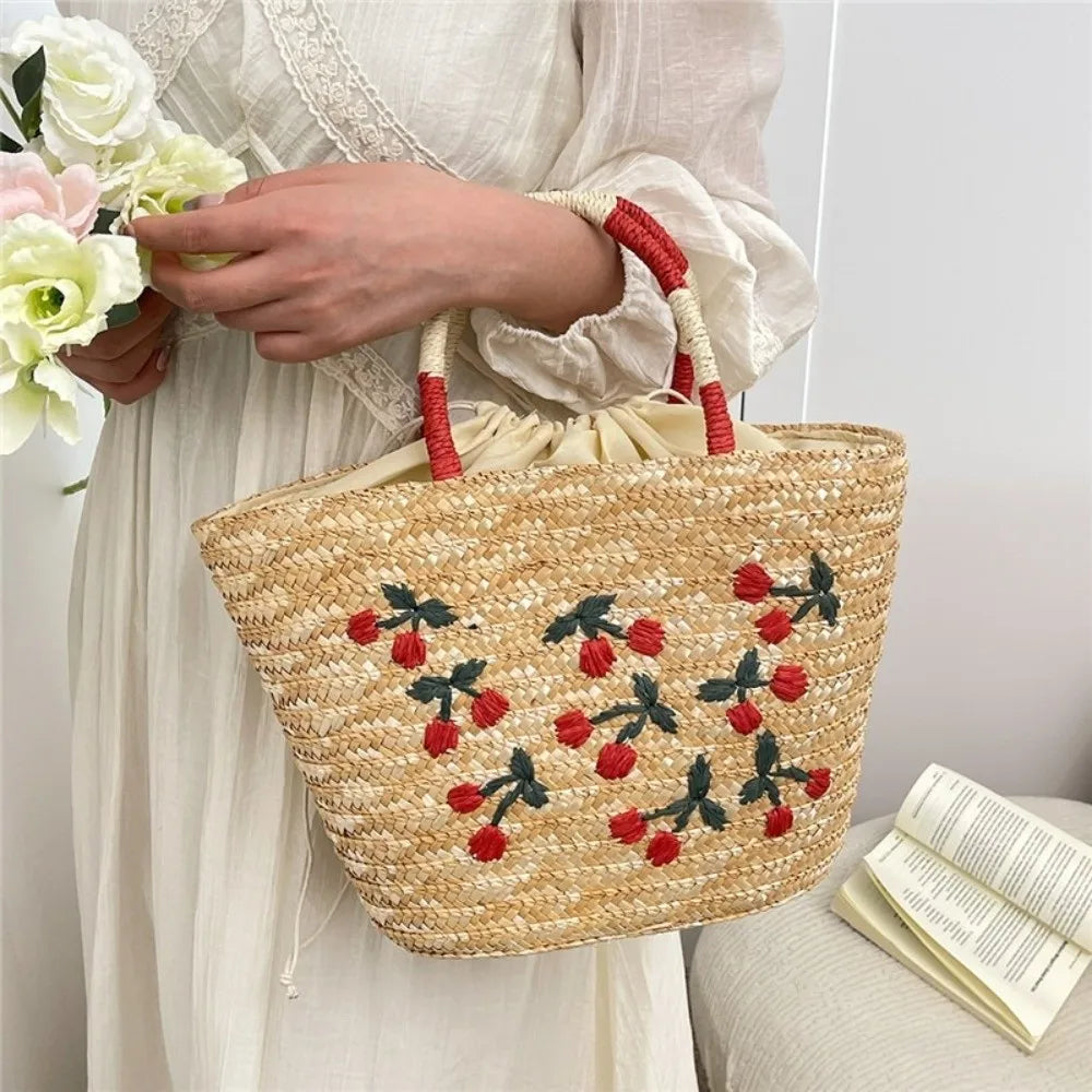 sac en paille brode