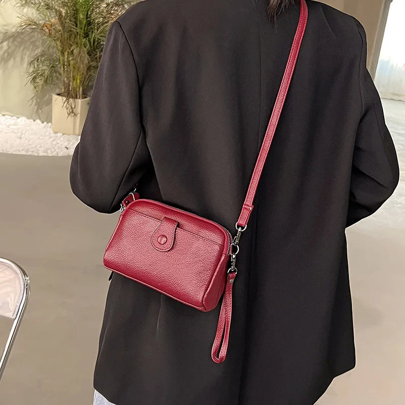 sac pochette bandouliere cuir femme rouge