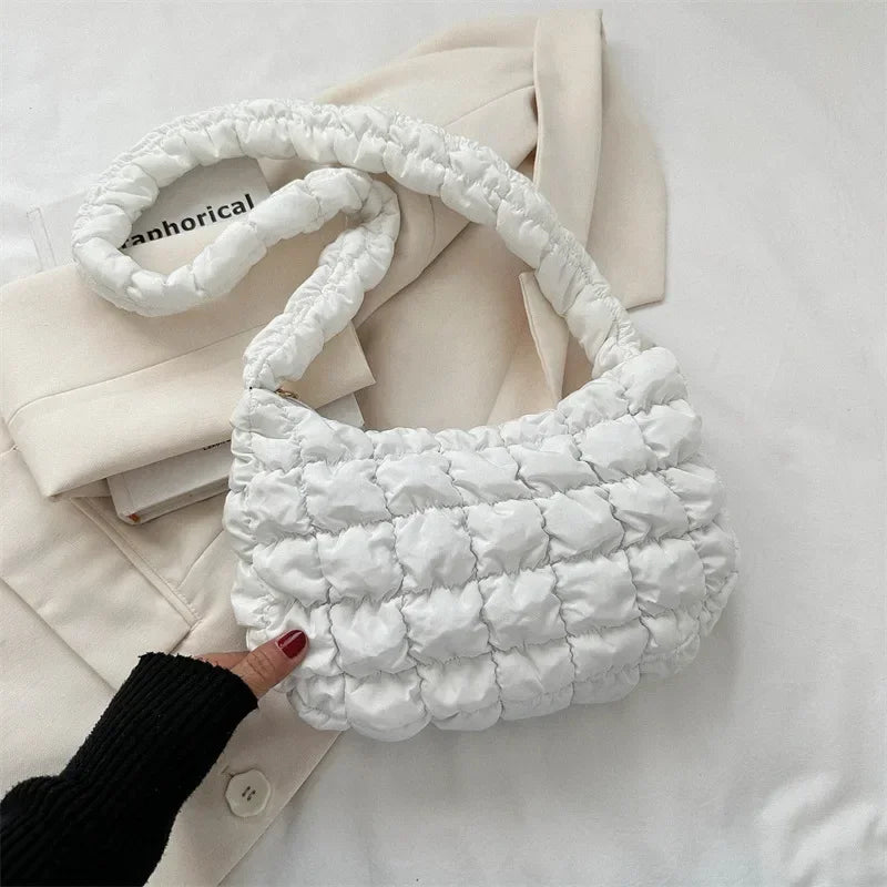 sac besace en tissu bandouliere matelassé blanc