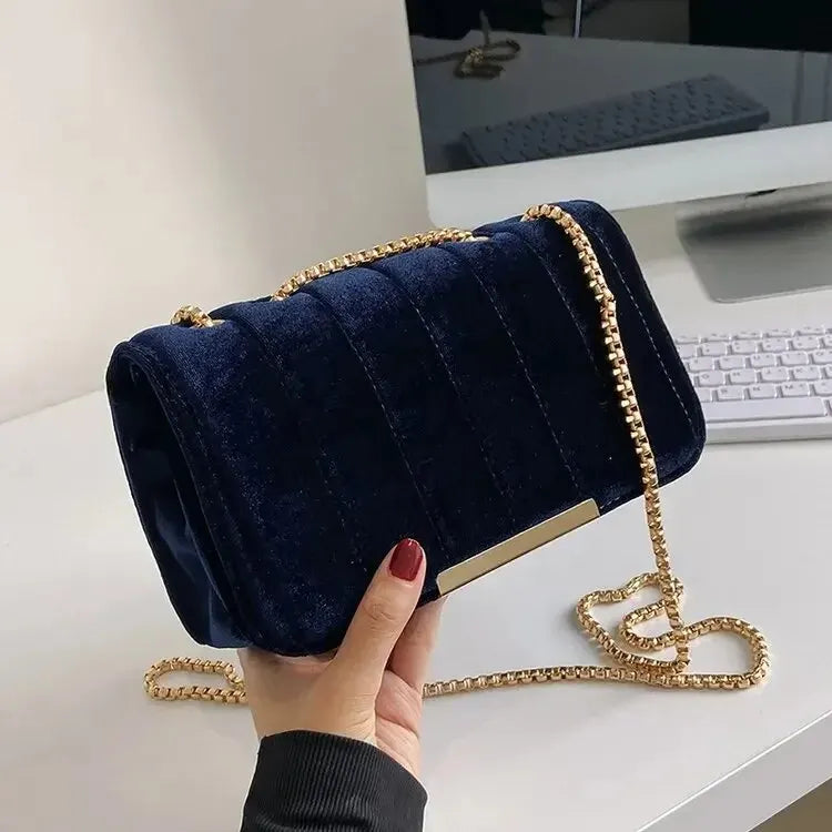 sac bandouliere velours bleu