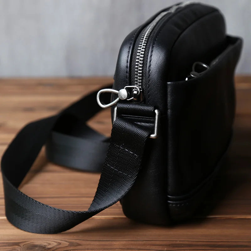 details du sac bandouliere homme noir