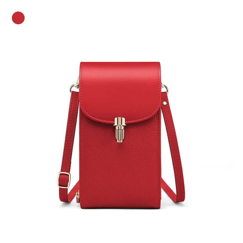 pochette telephone en cuir rouge