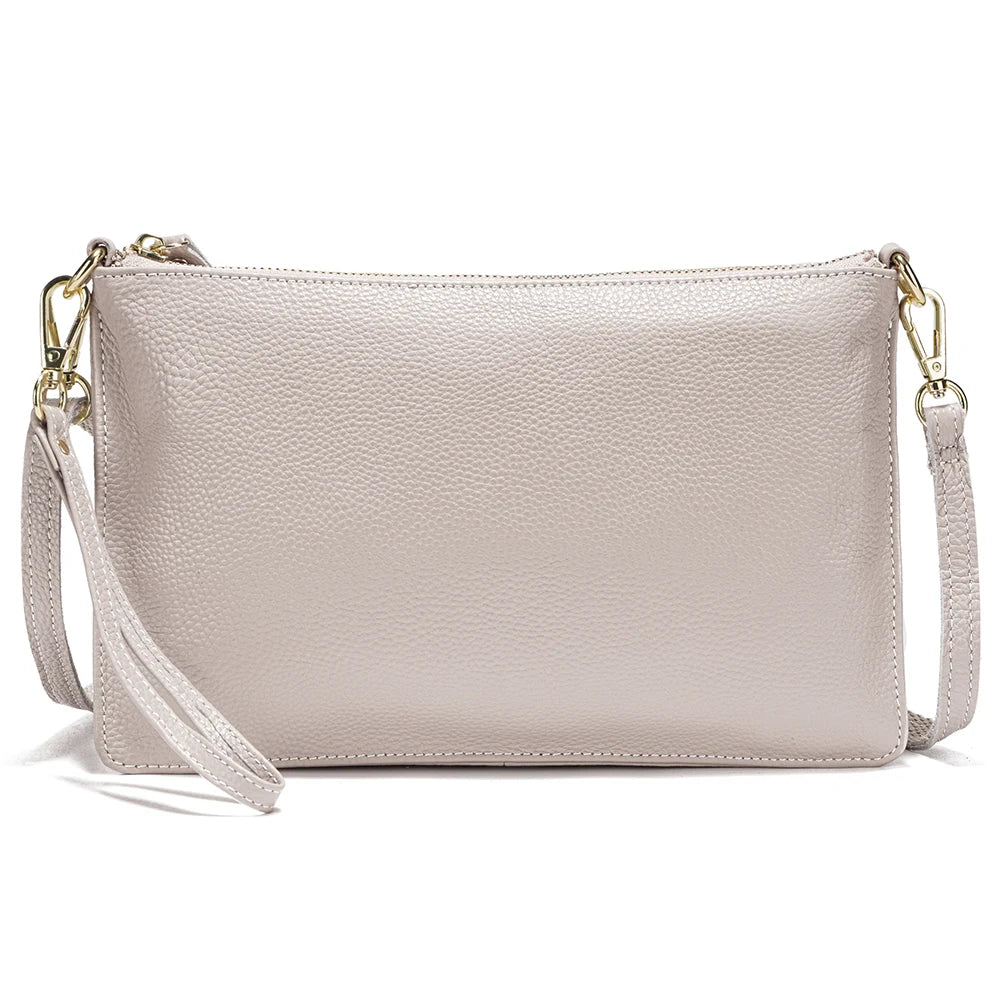 petite pochette bandoulière gris en cuir