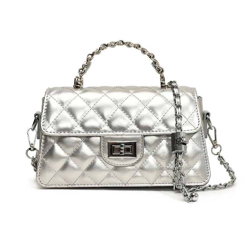 mini sac a main matelasse argente