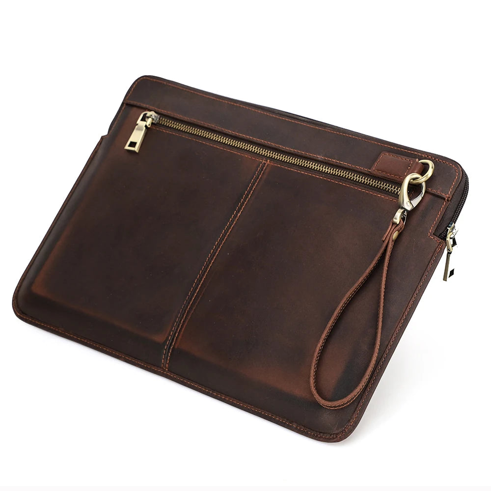 pochette tendance pour ordinateur homme en cuir crazy horse