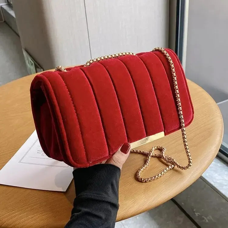 sac bandouliere velours rouge