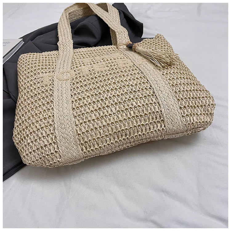sac en paille femme crème