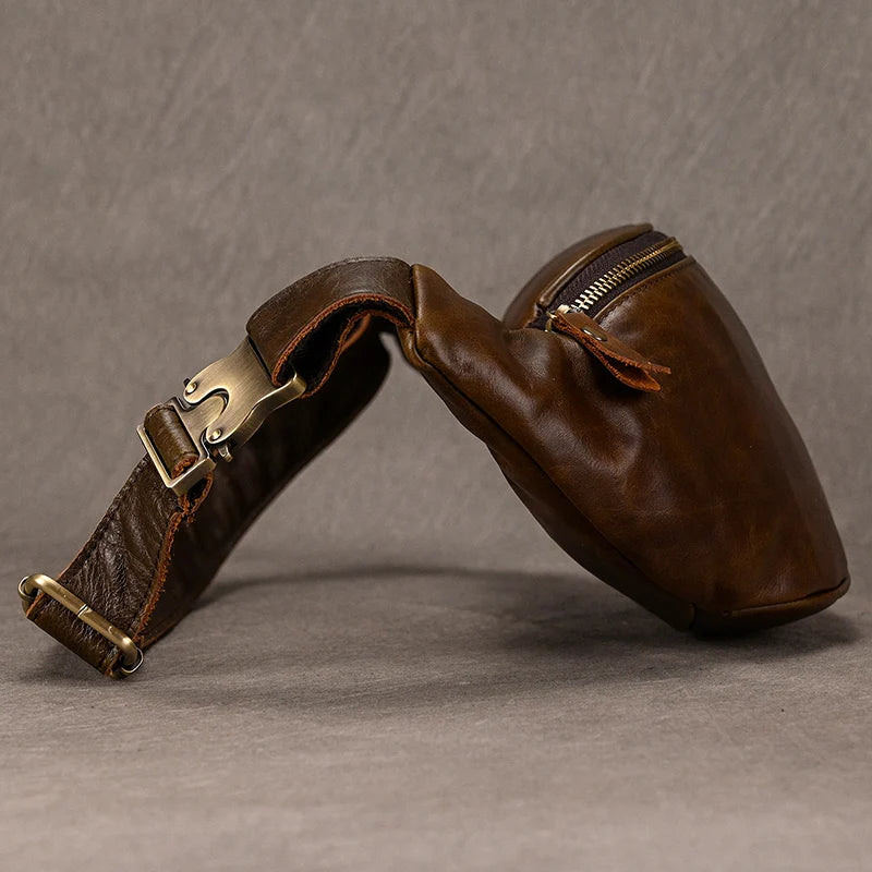 sac banane homme en cuir marron