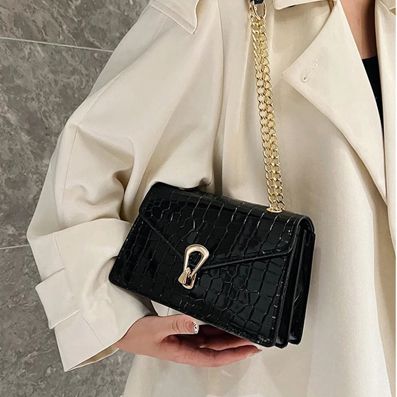 sac bandouliere doré imitation croco