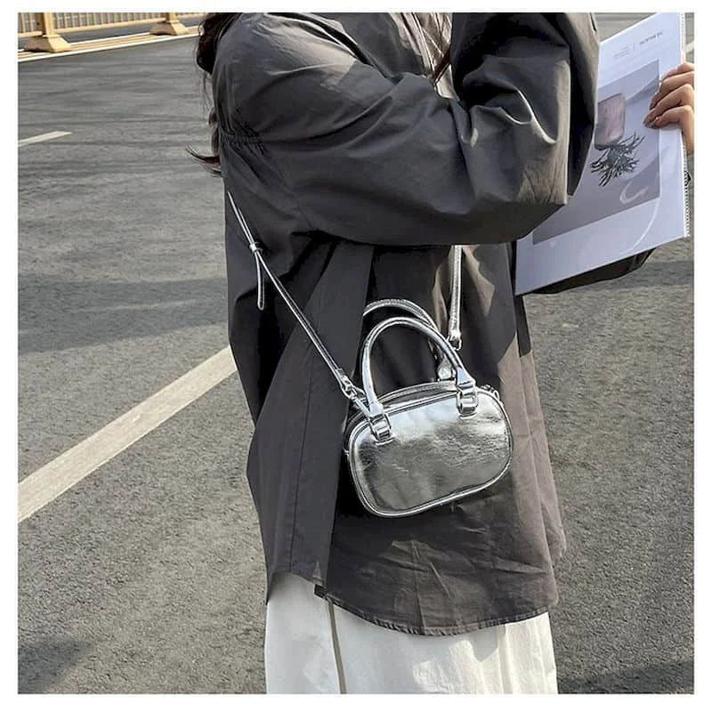 Mini sac argenté effet froissé 