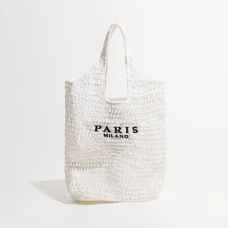 sac de plage paille blanc