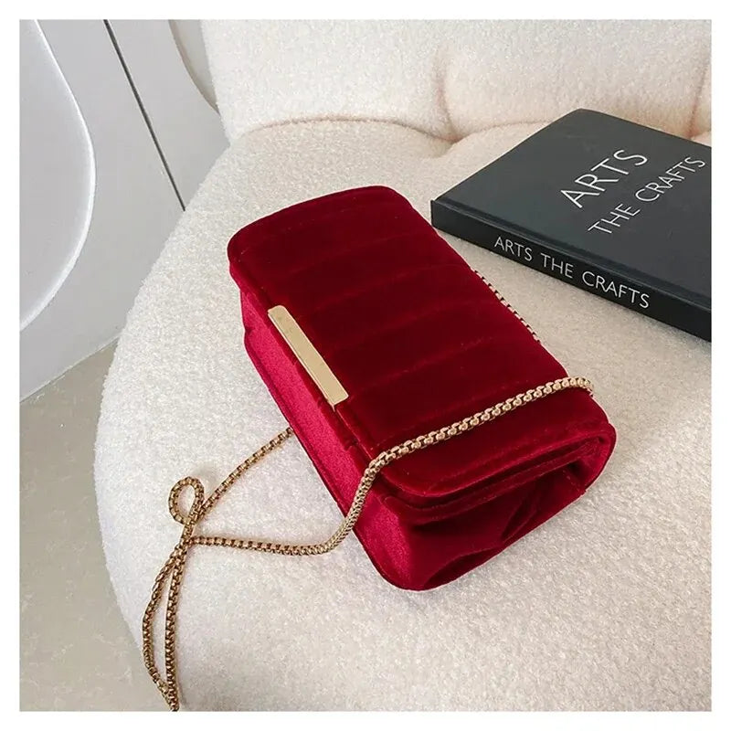 sac en bandoulière velours rouge