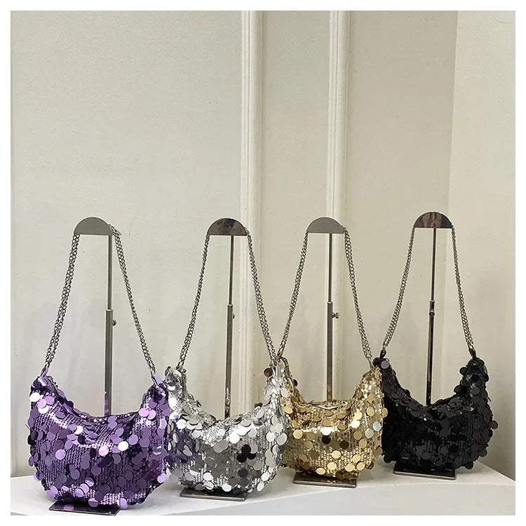 sac paillettes dore femme