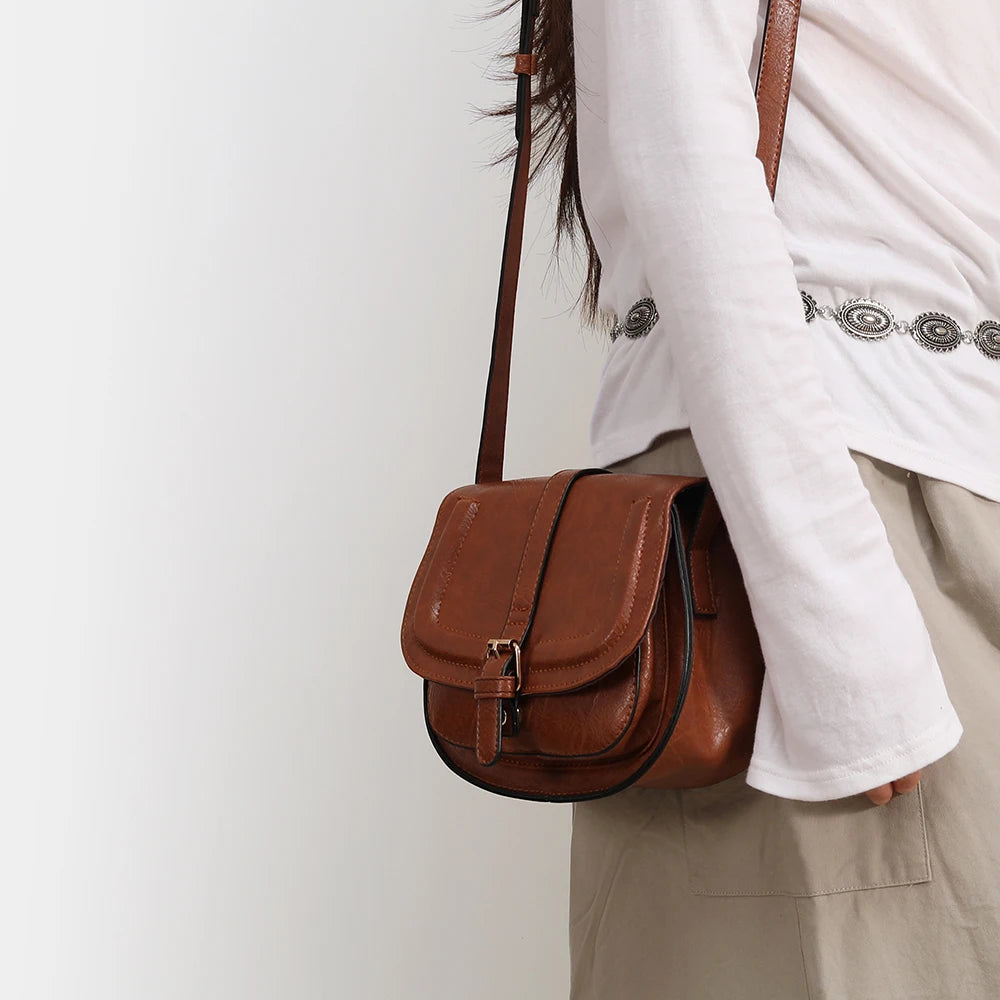 sac besace marron avec rabat femme éléganr