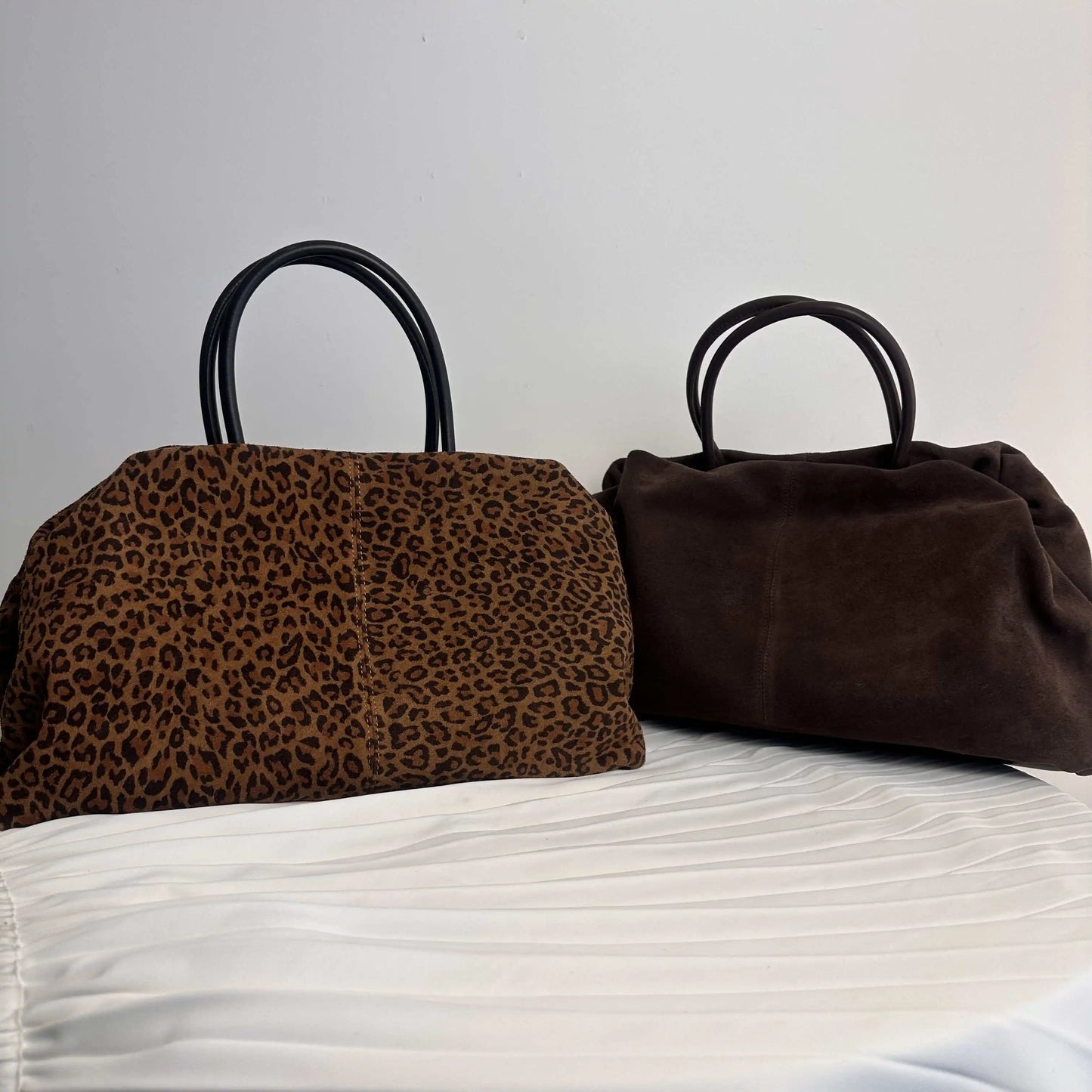 sac cabas en daim marron foncé