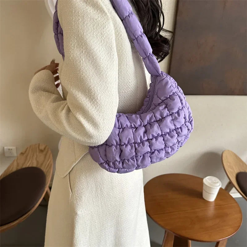 sac besace matelassé violet