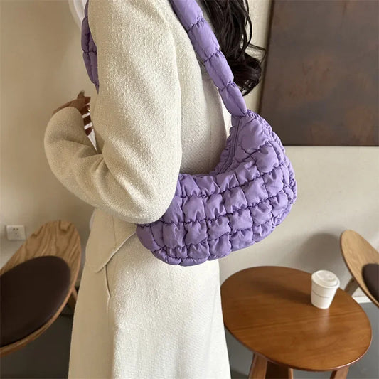 sac besace matelassé violet