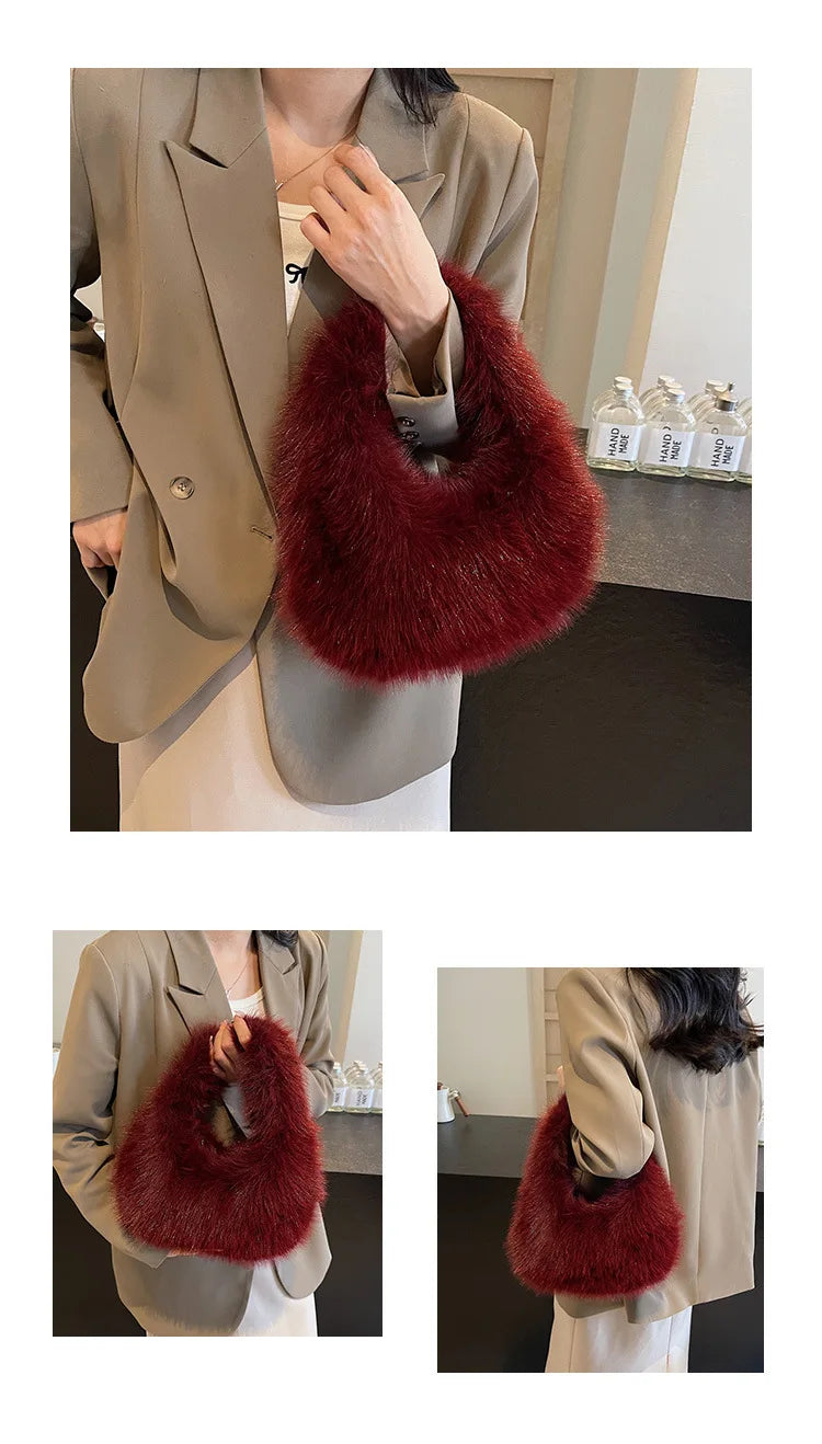 sac en fausse fourrure rouge