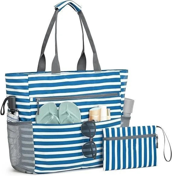 sac de plage etanche raye