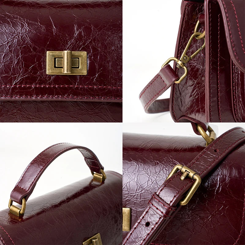 details du sac bandouliere  en cuir vieilli