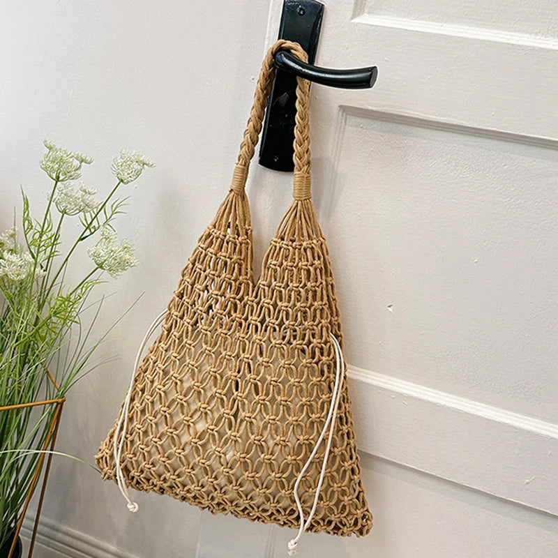 sac crochet beige