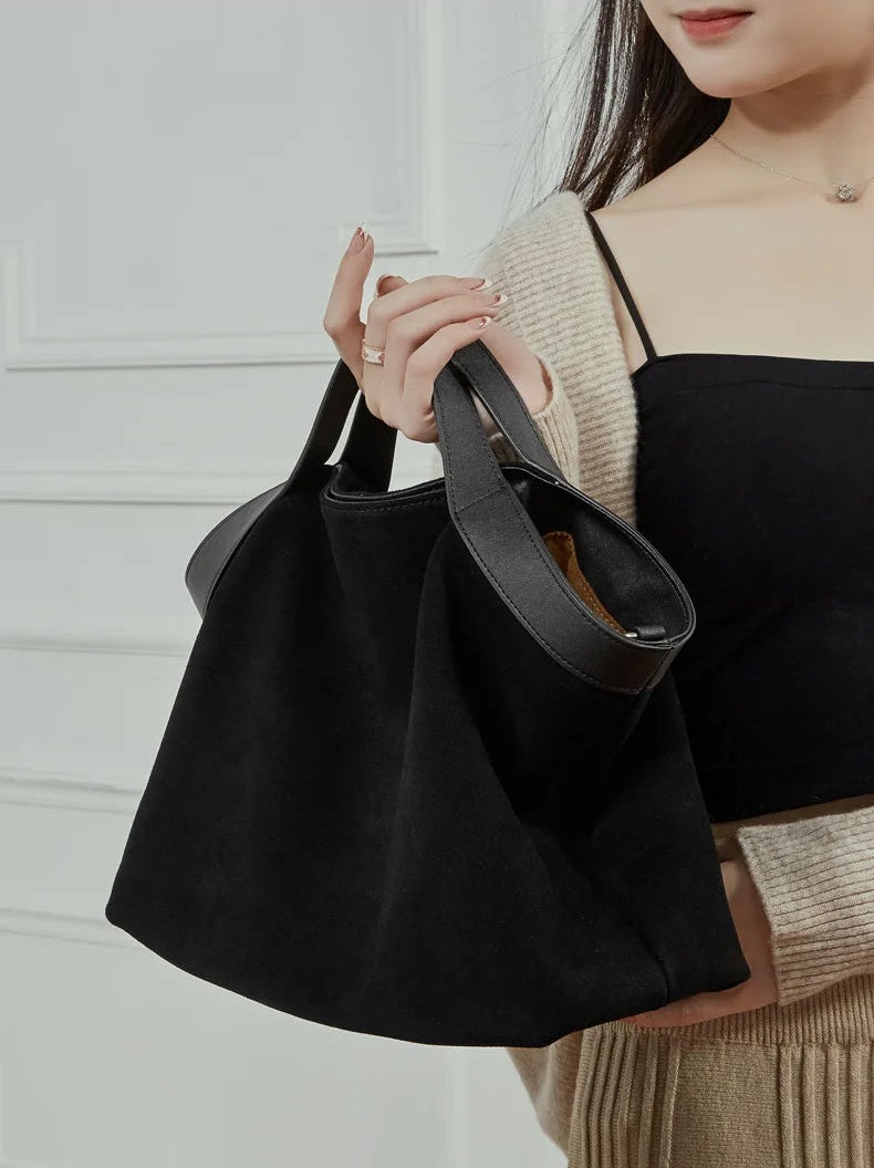 grand sac a main en daim noir