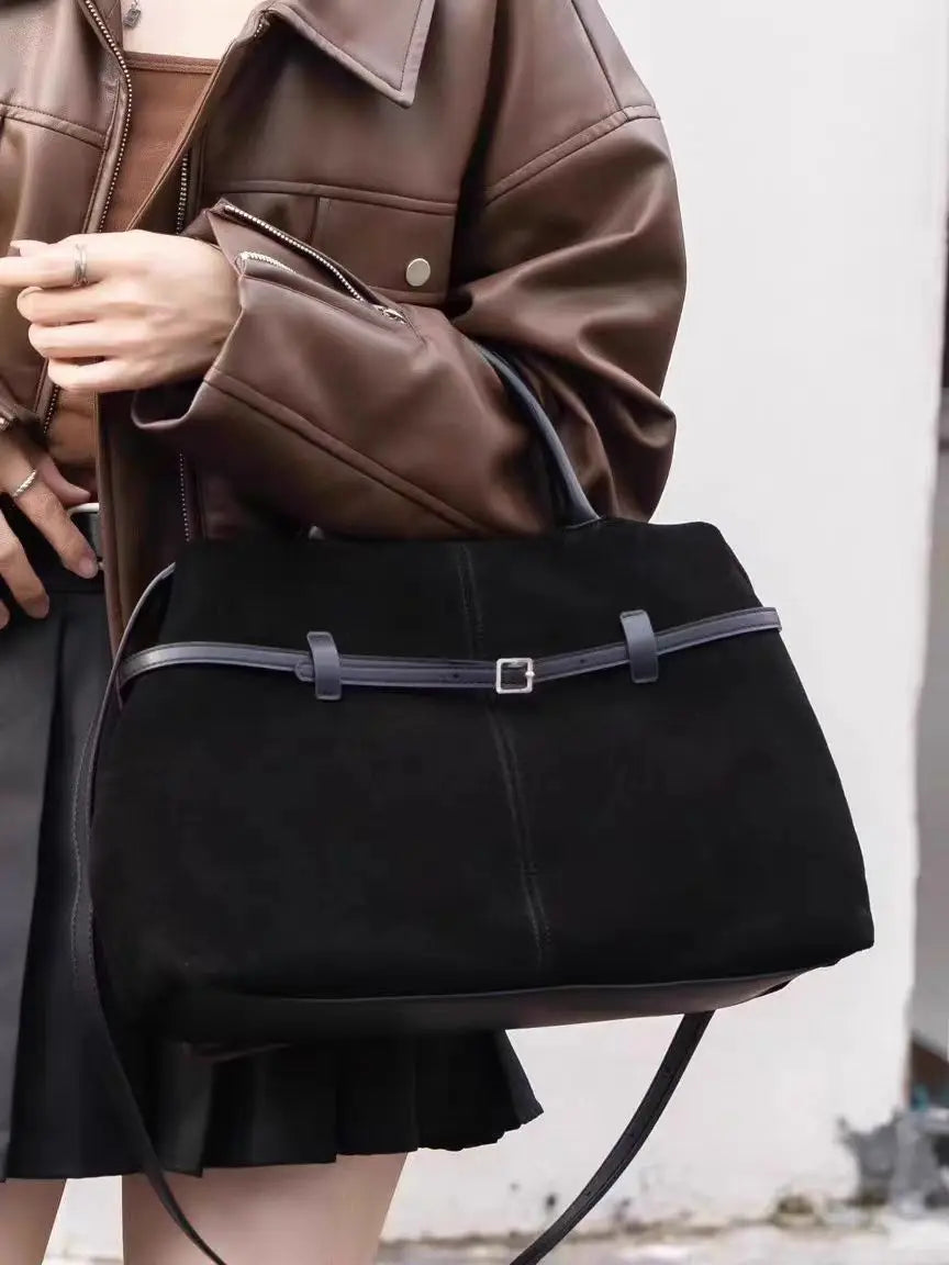 sac cabas en daim noir