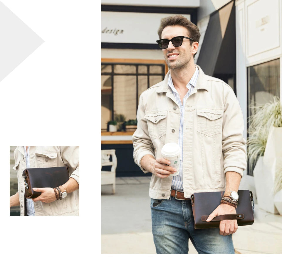 pochette en cuir homme​ tendance
