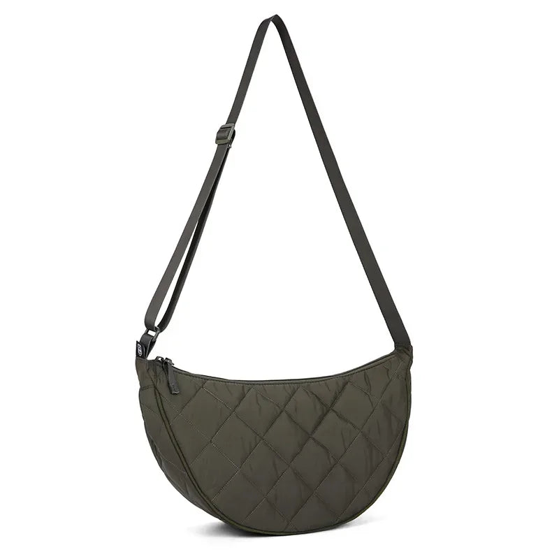 sac besace femme en tissu grand format vert