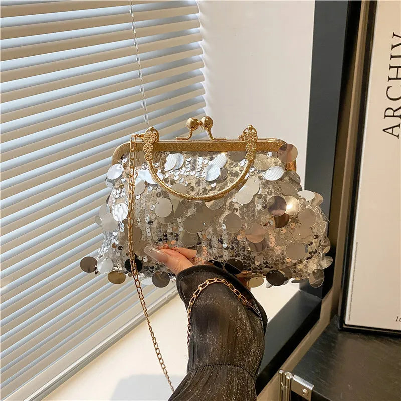 sac minaudiere argente