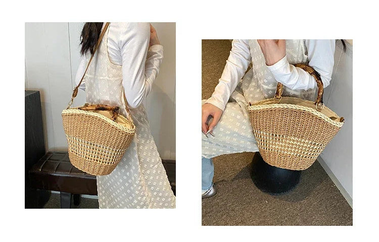 sac en paille luxe feminin