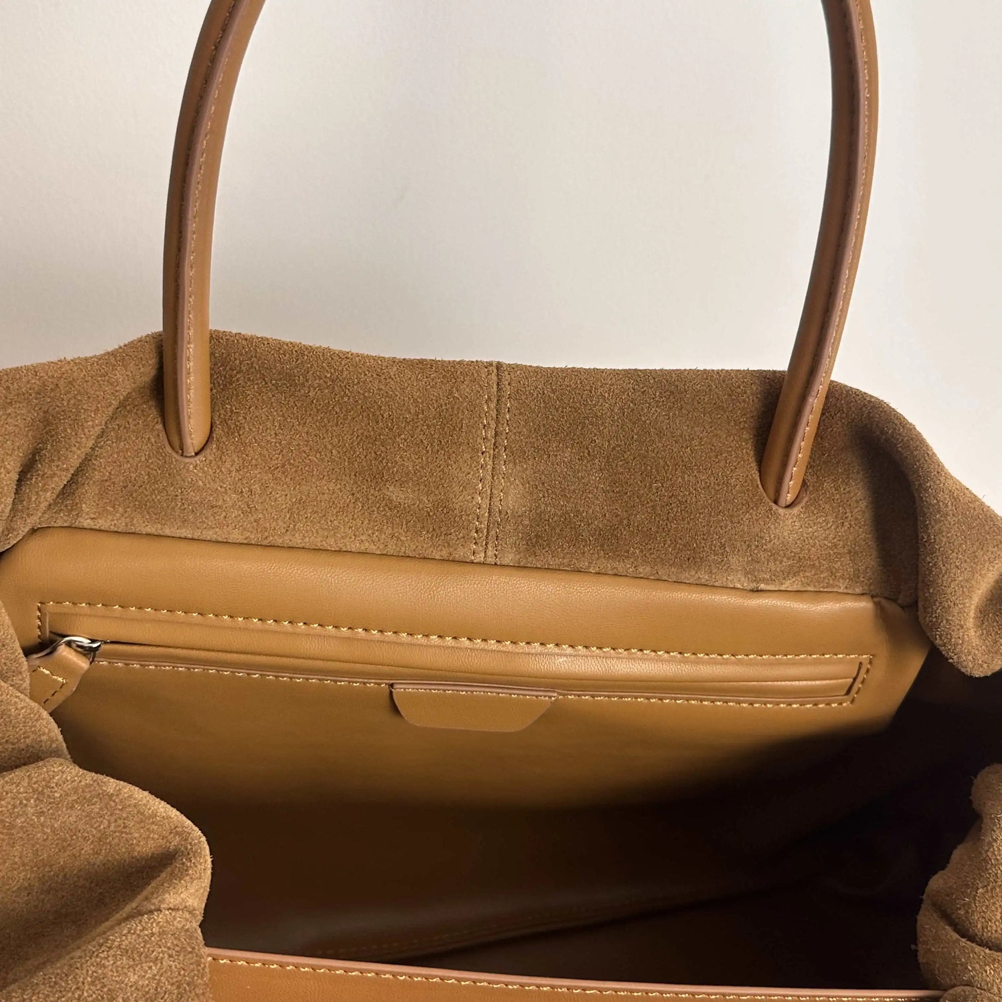 poches a fermeture sac en daim camel